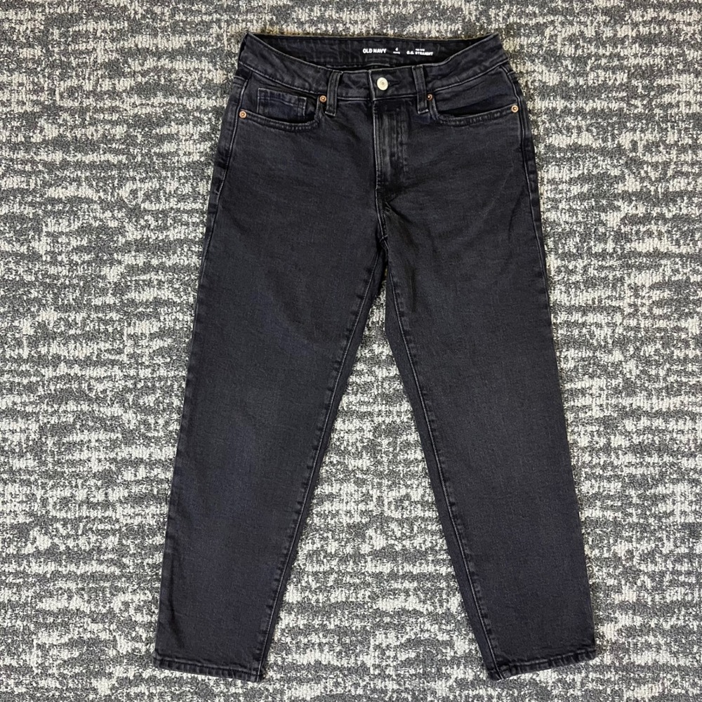 Old Navy O.G. Straight Jeans‎ Womens 4 Petite Black Mid-Rise Galaxy Denim